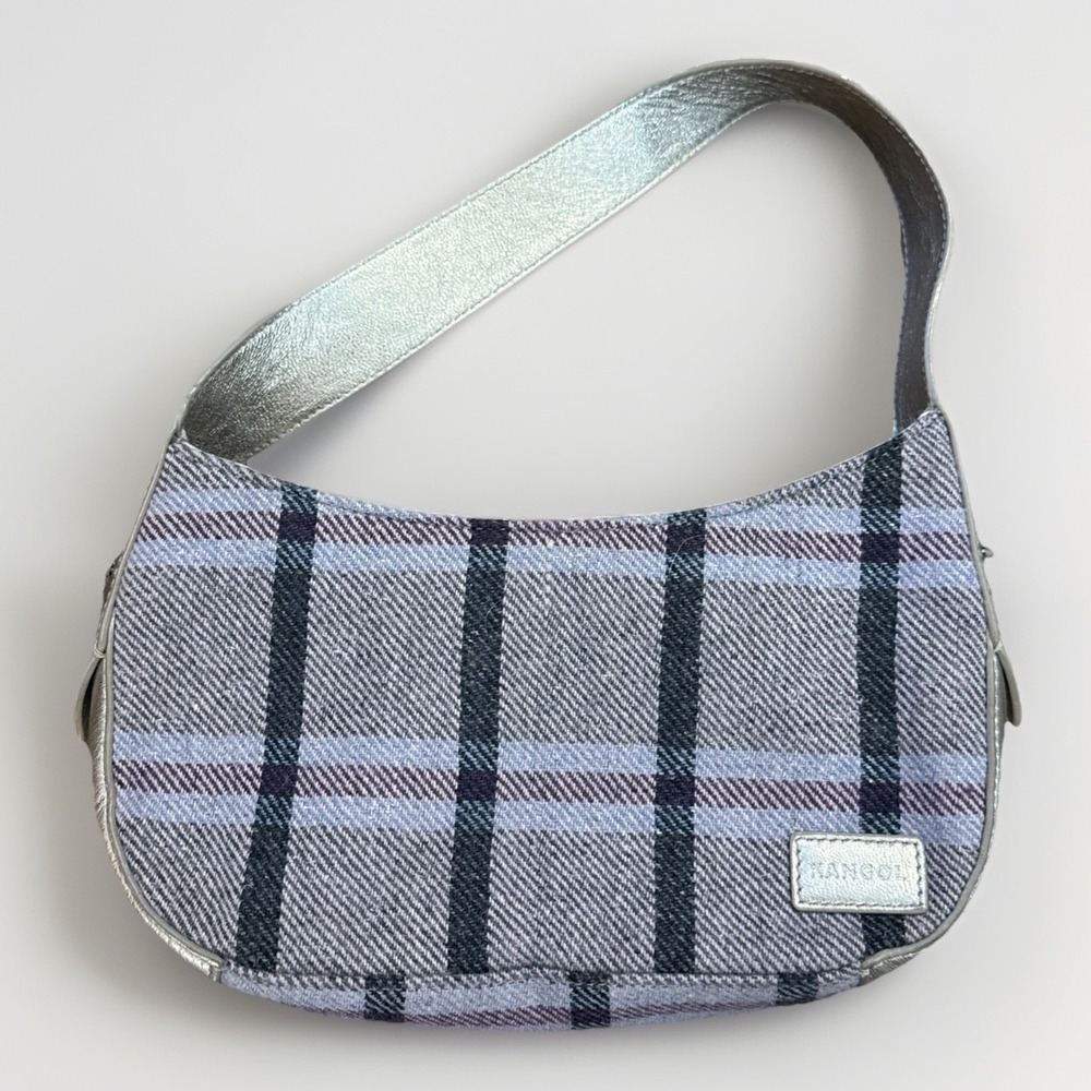 Y2K Kangol Plaid Shoulder Bag Mini Purse Silver Strap Clueless Bratz Style
